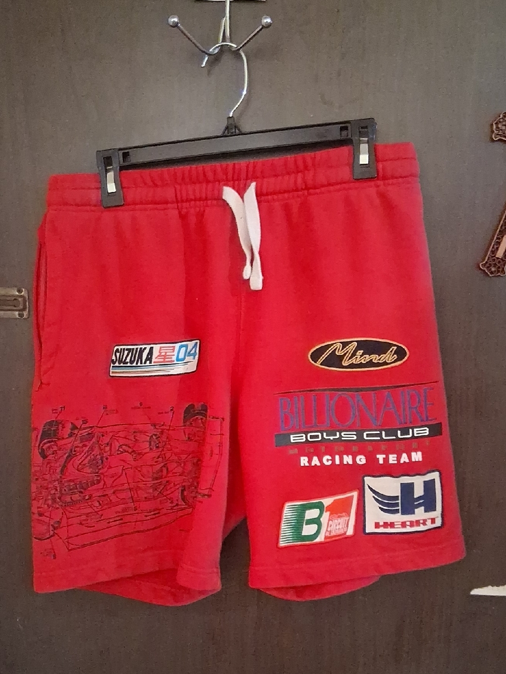 Billionaire Boys Club Red Racing Team Patch Graphic Men's Shorts